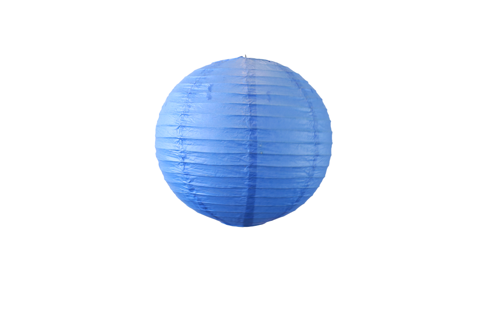 Lampion boule papier 30cm bleu roi